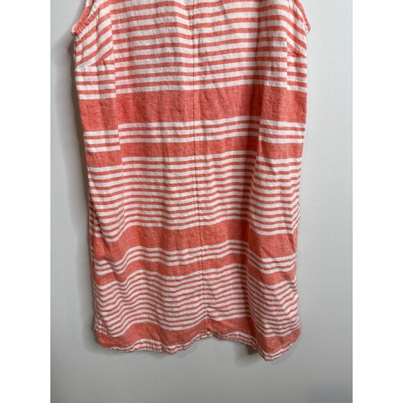 Old Navy Linen Blend Tank Dress Womens Large Pink White Striped Coastal Beach - Picture 4 of 9
